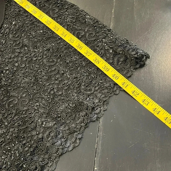 Vintage NWT Southern Gothic Beaded Black Short Sleeve Womens Asymmetrical Dress - Picture 10 of 11